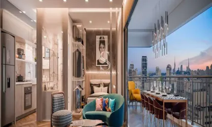 Condomínio for you perdizes - apartamento de 58m² com dormitório, sala, banheiro e varanda.