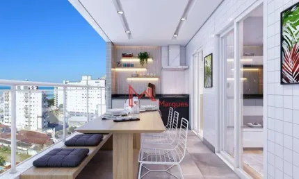 Apartamento com 2 dormitórios, sendo 1 suíte  à venda, 73 m² por r$ 490.000 - mirim - praia grande/sp
