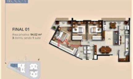 Apartamento com 3 dormitórios, sendo 1 suíteà venda, 94 m² por R$ 1.039.500 - Gonzaga - Santos/SP