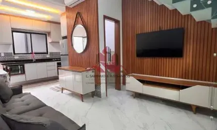Casa em condomínio fechado com 2 quartos à venda na Avenida Professor Daijiro Matsuda, 540, Balneário Maracanã, Praia Grande por R$ 385.000