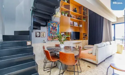 Loft de 74m  com Pé-Direito Duplo e Churrasqueira no Sky, Bigorrilho  Curitiba