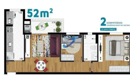 Apartamento com 2 dormitórios à venda, 53 m² por R$ 350.000 - Pagador de Andrade - Jacareí/SP