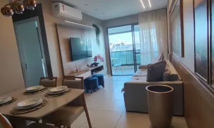 Quarto e sala amplo com lavabo e vaga de garagem privativa na Barra
