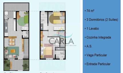 Sobrado com 3 dorms, Jardim Primavera, Guarujá - R$ 420 mil, Cod: 663