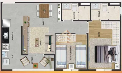 Apartamento com 2 dormitórios à venda, 47 m² por R$ 381.329,80 - Vila Augusta - Guarulhos/SP