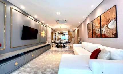 Luxuoso apartamento à venda em Santos-SP na Ponta da Praia: 3 quartos, 3 suítes, 3 salas, 5 banheiros, 3 vagas de garagem, 185m² - Golden Village Residence