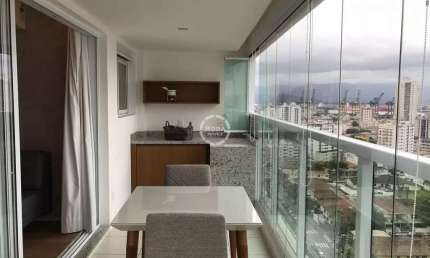 Apartamento de 1 quarto com 2 salas e vaga de garagem na Ponta da Praia, Santos-SP - Residencial Maralta