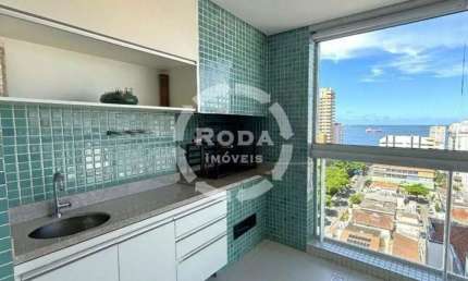 Apartamento para locação de alto padrão em Santos-SP, bairro Aparecida: 3 quartos, 1 suíte, 2 salas, 3 banheiros, 3 vagas, 141m².
