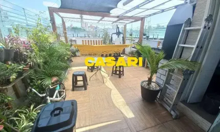 Cobertura com 3 dormitórios à venda na vila bastos – santo andré/sp, 136 m² com 2 vagas e ótimo acabamento