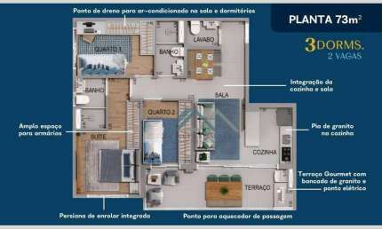 Apartamento com 3 dormitórios à venda, 73 m² por R$ 650.000 - Acqua Park- Barueri/SP