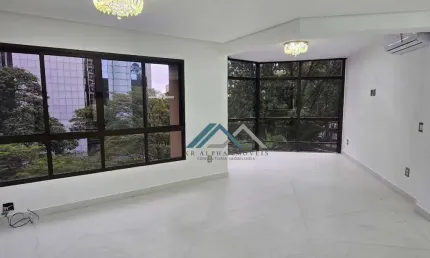 Apartamento semimobiliado com 3 dormitórios, sendo 1 suíte para alugar, 130 m² por r$ 13.000/mês - edifício alphama - barueri/sp