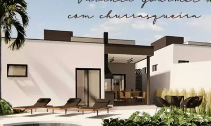 Casas térreas com 3 suítes, suíte máster com closet, sala ampla com pé  direito alto, área íntima com piso laminado,  Amplo quintal