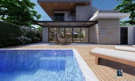 Lindo sobrado novo alto padrão para venda na Vila do Golfe, Cond Quinta dos Ventos, 4 suites, varanda gourmet, piscina, armários 330 m2 construidos, l
