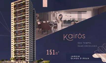 Oportunidade. apartamento novo alto padrão para venda no olhos d?água, condomínio kairos, 3 suítes, varanda gourmet, 151 m2 e lazer completo