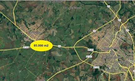 Excelente area para venda no Distrito Industrial de Sertãozinho-SP, as margens da Rod. Atilio Balbo com 85.000 m2 de area total