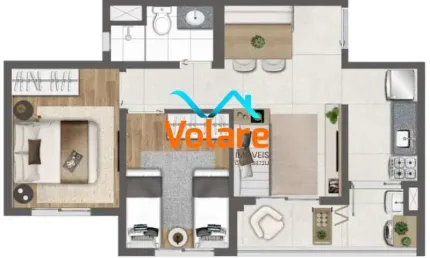 Apartamento à venda em são paulo-sp, butantã: 2 quartos, 1 sala, 1 banheiro, 44m² de área!