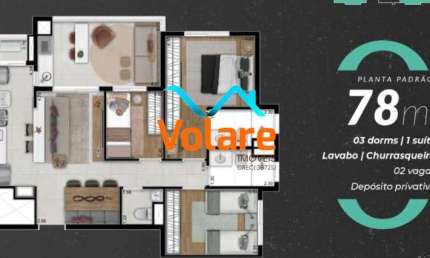 Apartamento à venda na Vila Osasco, Osasco-SP: 3 quartos, 1 suíte, 2 salas, 3 banheiros, 2 vagas, 78 m². Venha conferir!