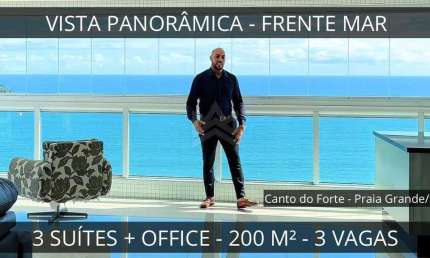 Apartamento 3 Suítes frente mar para Locação em Canto do Forte Praia Grande - SP