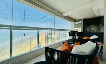 Apartamento 3 quartos frente mar no jardim do mar Boqueirão, Praia Grande - SP