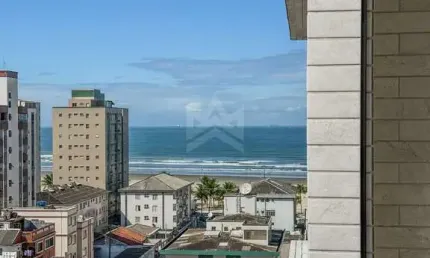 Apartamento à venda praia grande com 2 quartos, sacada vista mar na guilhermina