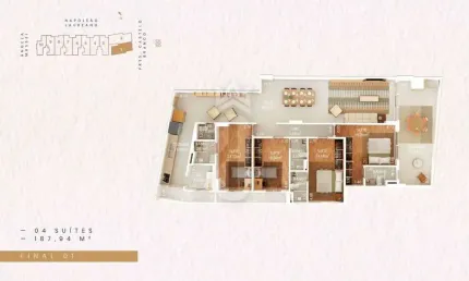 Apartamento frente em mar praia grande 4 suítes 187m² - vila tupi