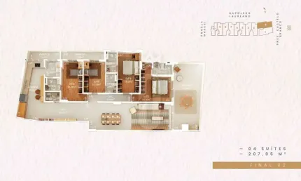 APARTAMENTO FRENTE MAR PRAIA GRANDE 4 SUÍTES 207M² - TUPI