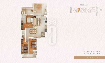 Apartamento Frente Mar em Praia Grande 3 quartos suítes, 139M² - Vila Tupi
