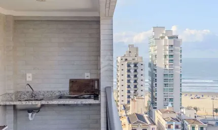 Apartamento vista mar à venda em praia grande 1 quarto 1 suíte na guilhermina