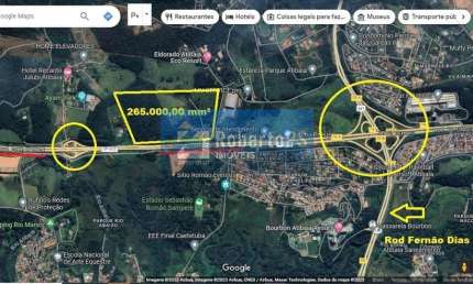 Excelente área para fins comercial e industrial, próximo ao trevo da Fernão Dias.