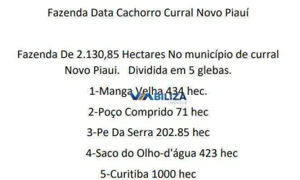 Fazenda no Piaui 2.130 hec para extração de ferro e energia eólica