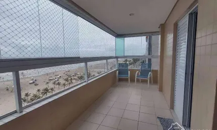 Apartamento frente para o mar em praia grande 03 quartos lazer completo