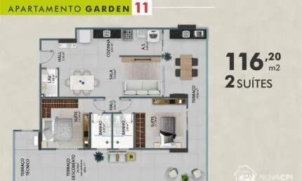 Apartamento  2 quartos à venda na vila guilhermina praia grande/sp