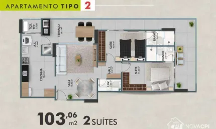 Apartamento com 2 quartos à venda na vila guilhermina praia grande/sp