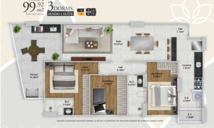Apartamento com 3 quartos à venda na Vila Guilhermina Praia Grande/SP