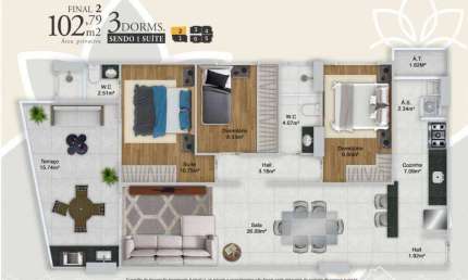 Apartamento com 3 quartos à venda na Vila Guilhermina Praia Grande/SP