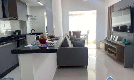 Apartamento vista mar com 2 quartos na mirim em praia grande/sp