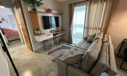 Apartamento mobiliado com 1 quarto na vila guilhermina em praia grande/sp