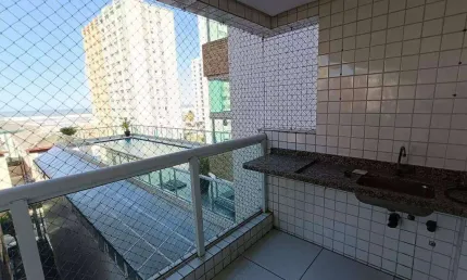 Apartamento vista mar com 2 quartos na tupi em praia grande/sp