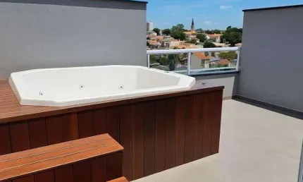 Cobertura com 3 dormitórios, 124 m² - venda por r$ 780.000 ou aluguel por r$ 4.265/mês - vila scarpelli - santo andré/sp