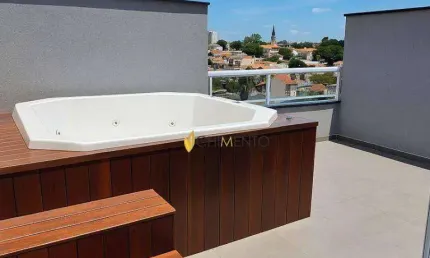Cobertura com 3 dormitórios, 124 m² - venda por r$ 780.000 ou aluguel por r$ 4.265/mês - vila scarpelli - santo andré/sp