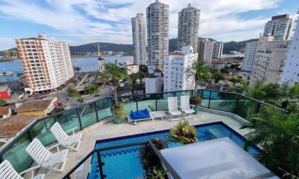 Cobertura com 4 dormitórios à venda, 493 m² por R$ 3.900.000,00 - Ponta da Praia - Santos/SP