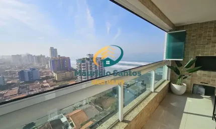 Apartamento em Mongaguá, bairro Vera Cruz, mobiliado e decorado, 2 dormitórios sendo 1 suíte, Residencial com lazer completo, piscina borda infinita