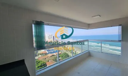 Apartamento em mongaguá, bairro vila atlântica, residencial frente ao mar, lazer completo, 2 dormitórios sendo 1 suíte, sacada envidraçada com vista para o mar!
