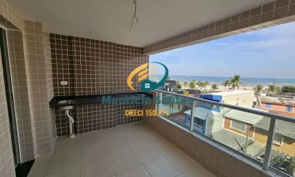 Apartamento em Praia Grande, bairro Vila Mirim, novo com 2 dormitórios sendo 1 suíte, sacada, Residencial frente ao mar com lazer completo, piscinas