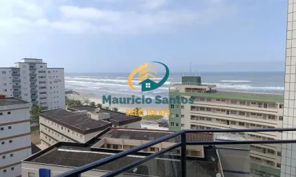 Apartamento em mongaguá, centro da cidade, praticamente mobiliado, 2 dormitórios sendo 1 suíte, vista para o mar, residencial com salão de festas e espaço grill