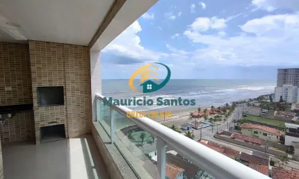 Apartamento em Mongaguá, bairro Vera Cruz, 2 dormitórios sendo 1 suíte, terraço gourmet com vista para o mar, Residencial frente ao mar e com lazer completo, piscina com borda infinita.