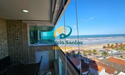 Apartamento em mongaguá, bairro vera cruz, semi mobiiado com 2 dormitórios sendo 1 suíte, vista para o mar, residencial com lazer, piscina borda infinita
