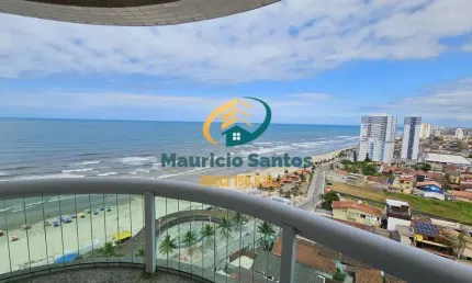 Apartamento alto padrão para locação definitiva em Mongaguá, bairro Vera Cruz, 2 dormitórios sendo 1 suíte, terraço gourmet com vista para o mar, 1 vaga garagem, Residencial frente ao mar e com lazer 