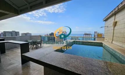 Apartamento Cobertura Duplex em Mongaguá, bairro Jardim Marina, 3 dormitórios sendo 2 suítes, uma delas master, closet, piscina privativa e churrasqueira, Residencial lazer completo.