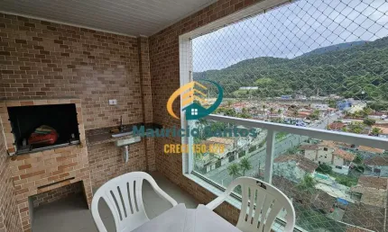 Apartamento em Mongaguá, bairro Vila São Paulo, 2 dormitórios sendo 1 suíte, sacada com churrasqueira, Residencial frente ao mar com lazer.